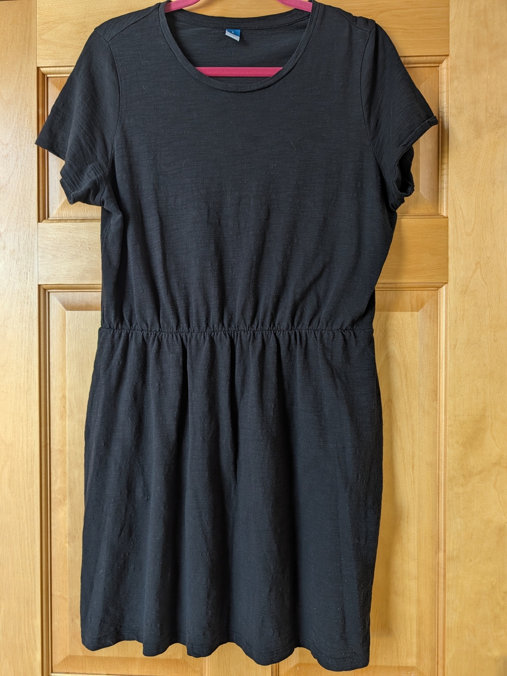 Old Navy Black Short-Sleeve Elastic-Waist Dress
